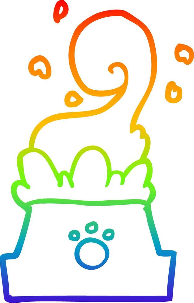 rainbow gradient line drawing bowl of dog food vector