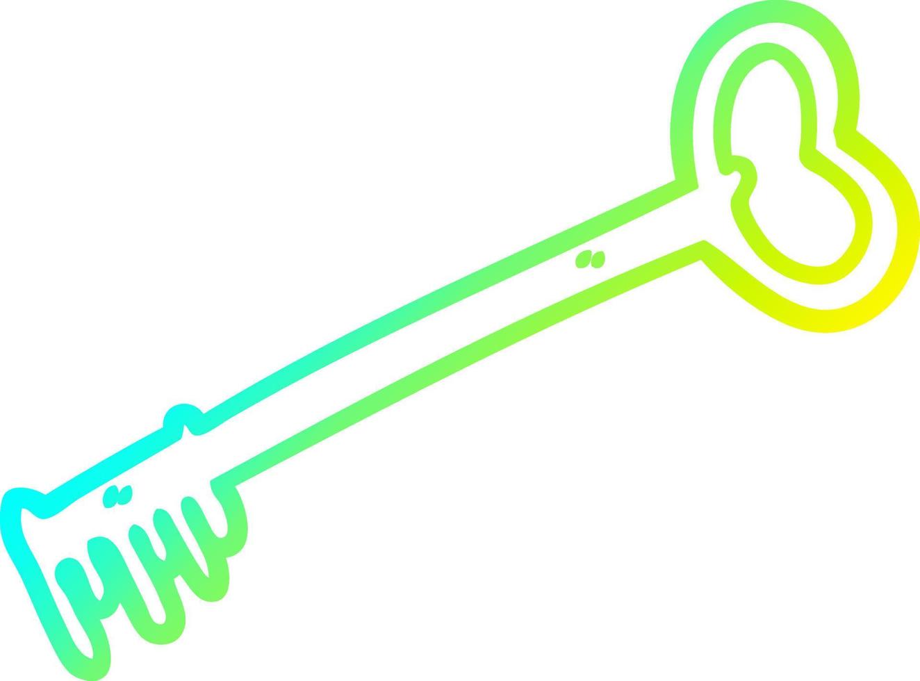 cold gradient line drawing cartoon fancy old key vector