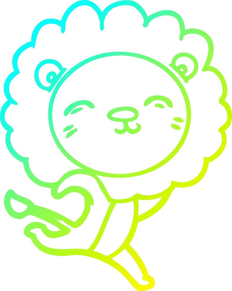 cold gradient line drawing cartoon lion vector