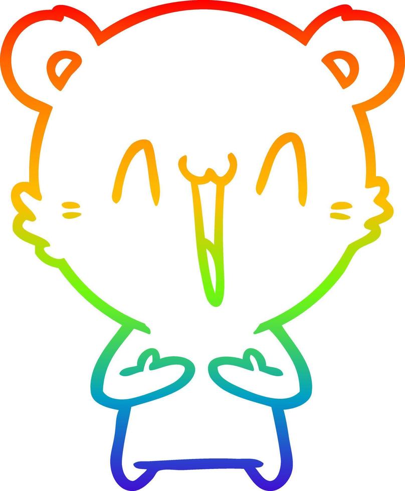 rainbow gradient line drawing happy polar bear cartoon vector