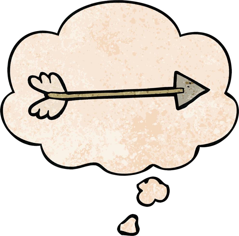 cartoon arrow and thought bubble in grunge texture pattern style vector