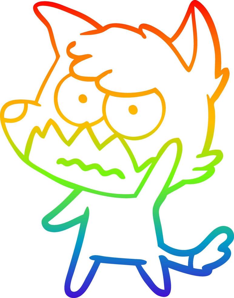 rainbow gradient line drawing cartoon annoyed fox vector