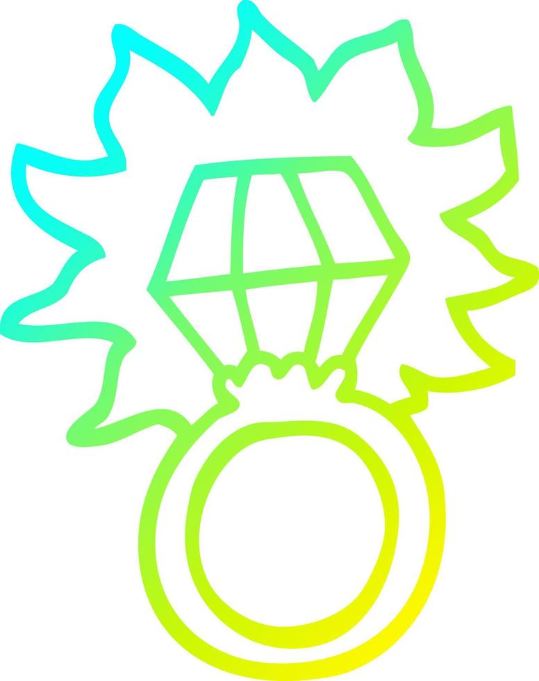 cold gradient line drawing cartoon diamond ring vector