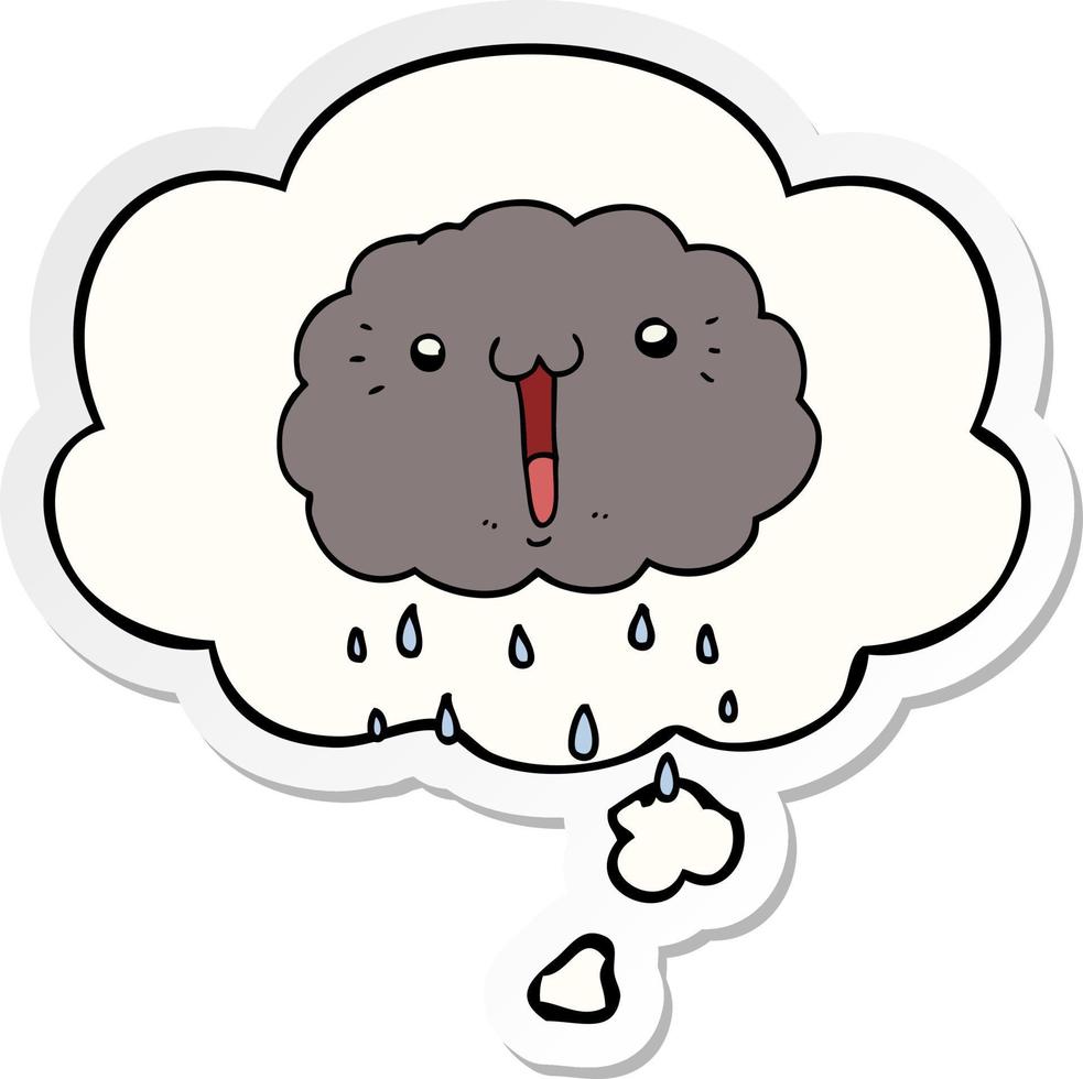 cartoon cloud and thought bubble as a printed sticker vector