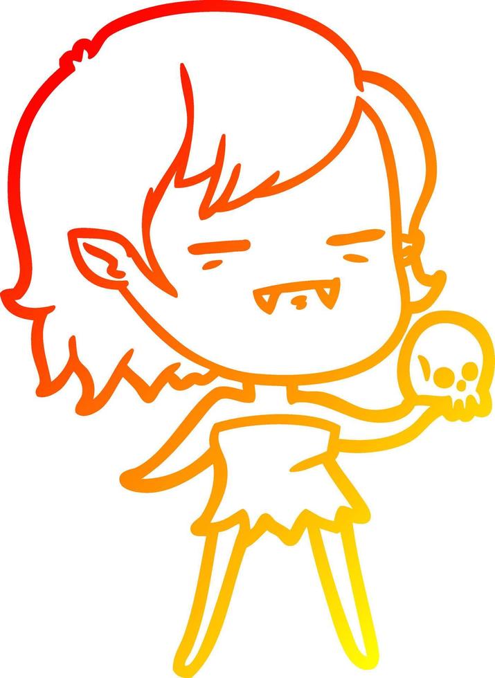 warm gradient line drawing cartoon undead vampire girl vector