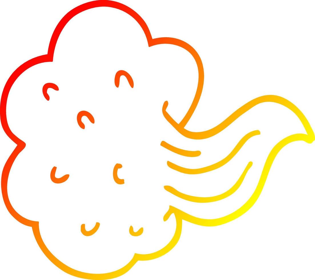 warm gradient line drawing cartoon whooshing cloud vector