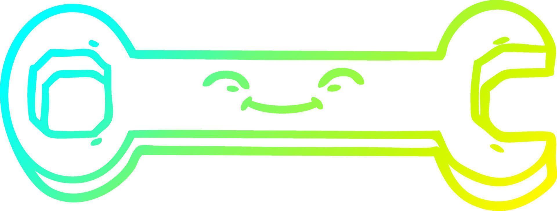 cold gradient line drawing cartoon spanner vector