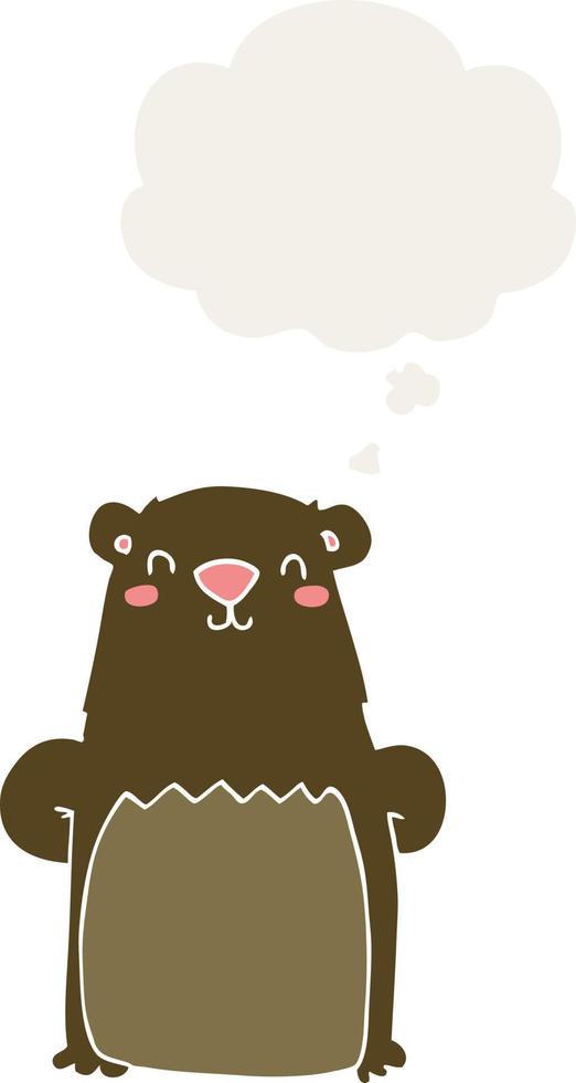 cartoon bear and thought bubble in retro style vector