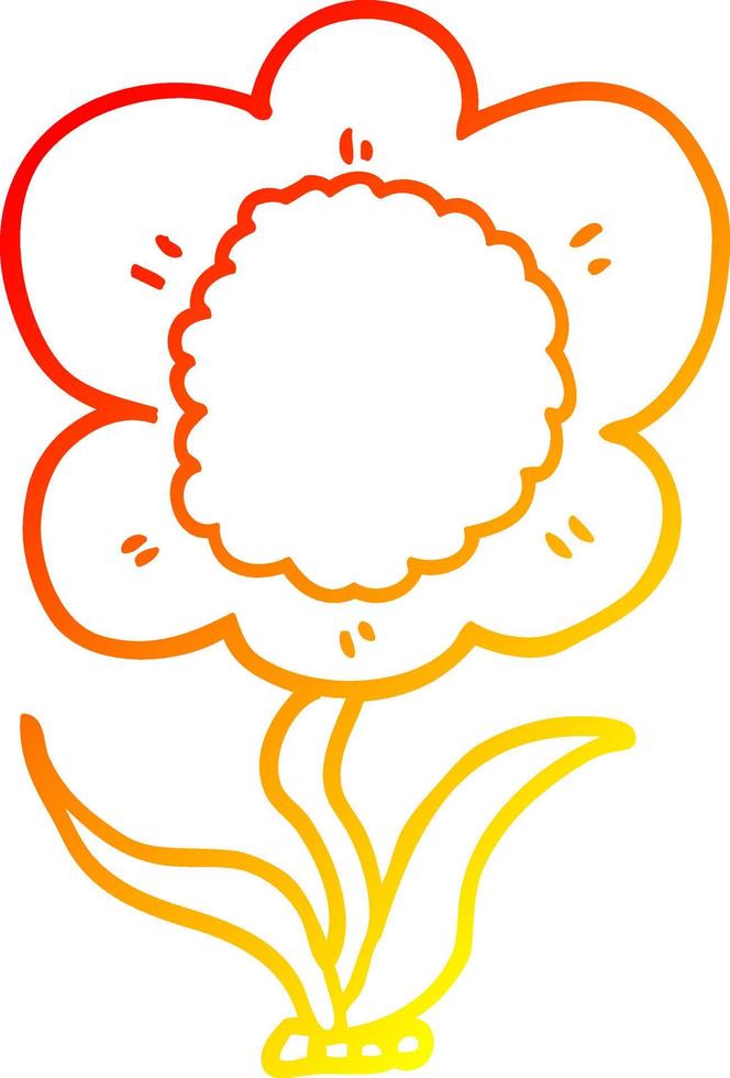 warm gradient line drawing cartoon flower vector