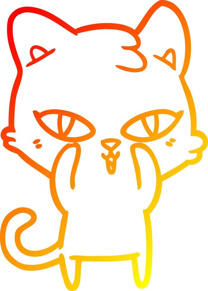 warm gradient line drawing cartoon cat vector