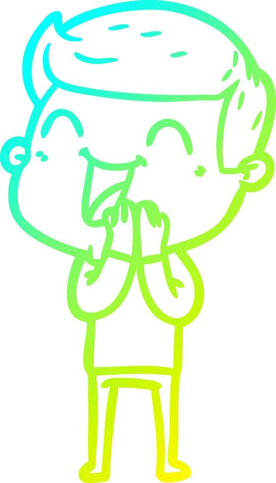 cold gradient line drawing cartoon man laughing vector