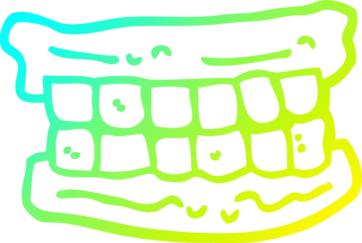 cold gradient line drawing cartoon false teeth vector