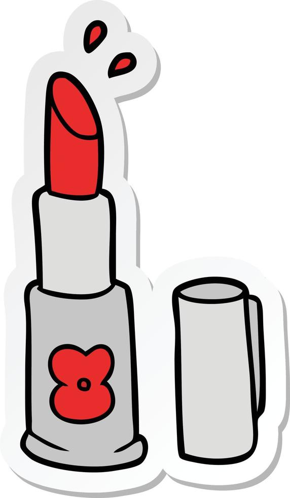 sticker of a cartoon lipstick vector
