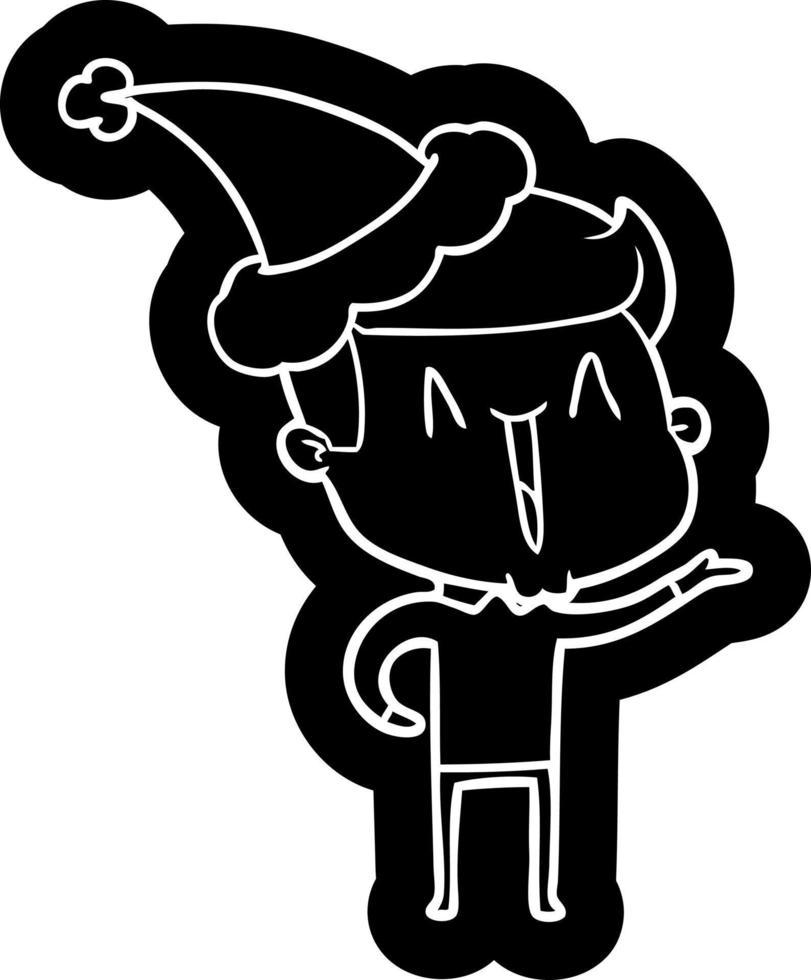 cartoon icon of a excited man wearing santa hat vector