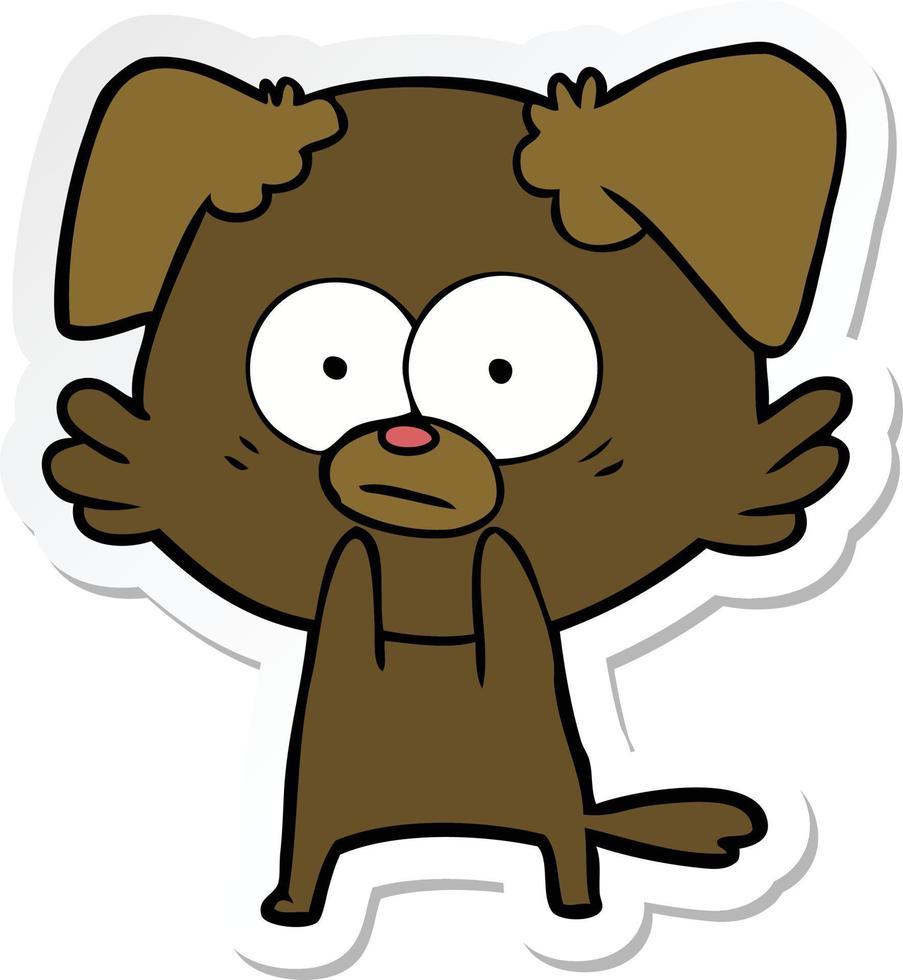 sticker of a nervous dog cartoon vector