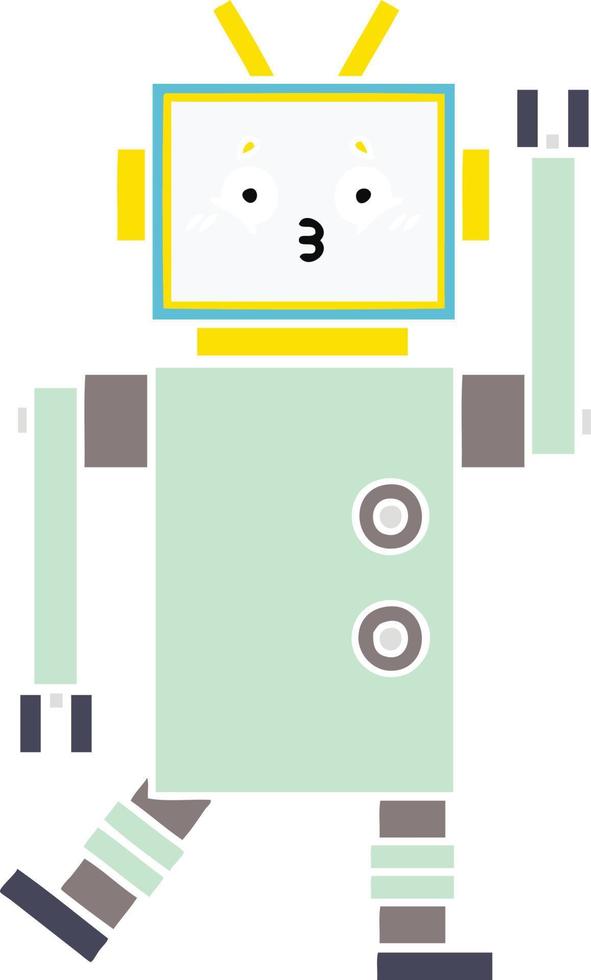 flat color retro cartoon robot vector