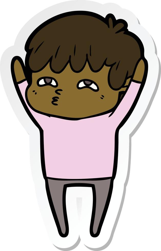 sticker of a cartoon curious man vector