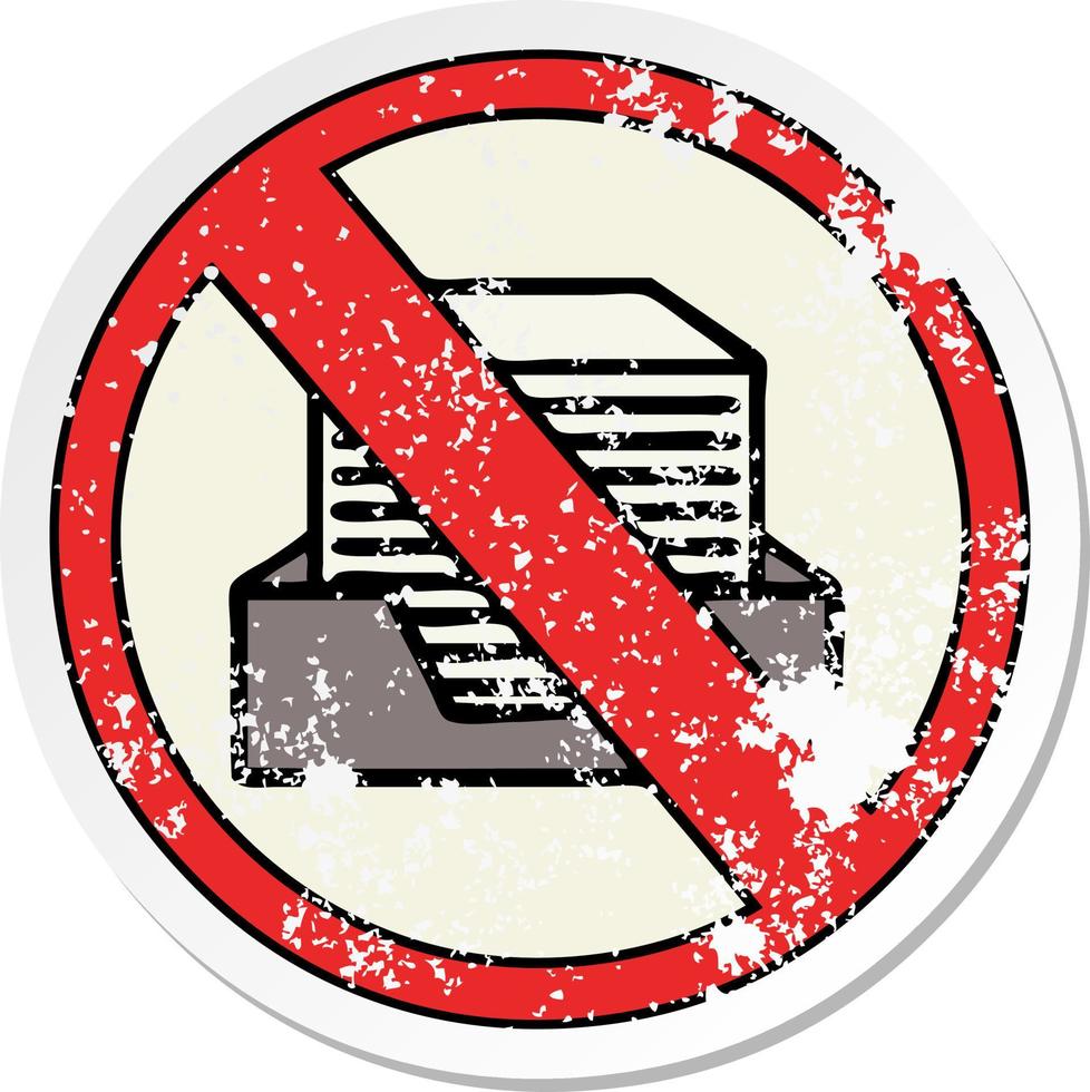 distressed sticker of a cute cartoon paperless office symbol vector