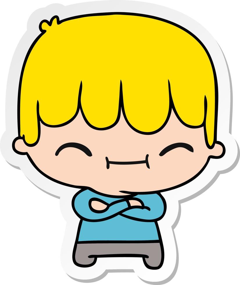 pegatina, caricatura, de, kawaii, lindo, niño vector