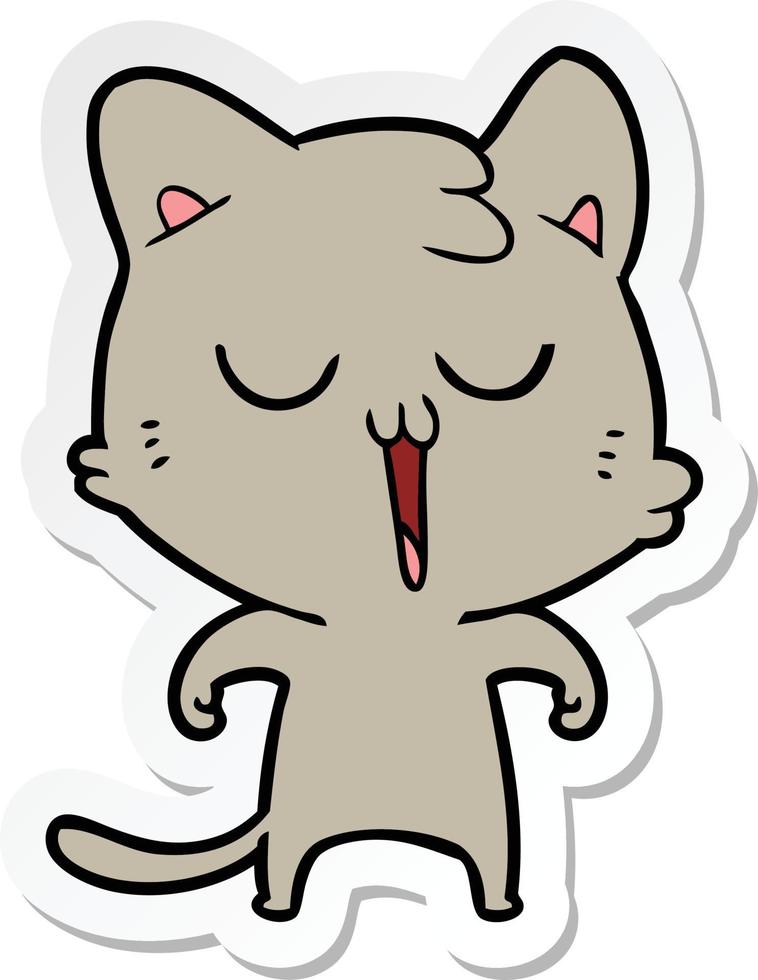 sticker of a cartoon cat singing vector