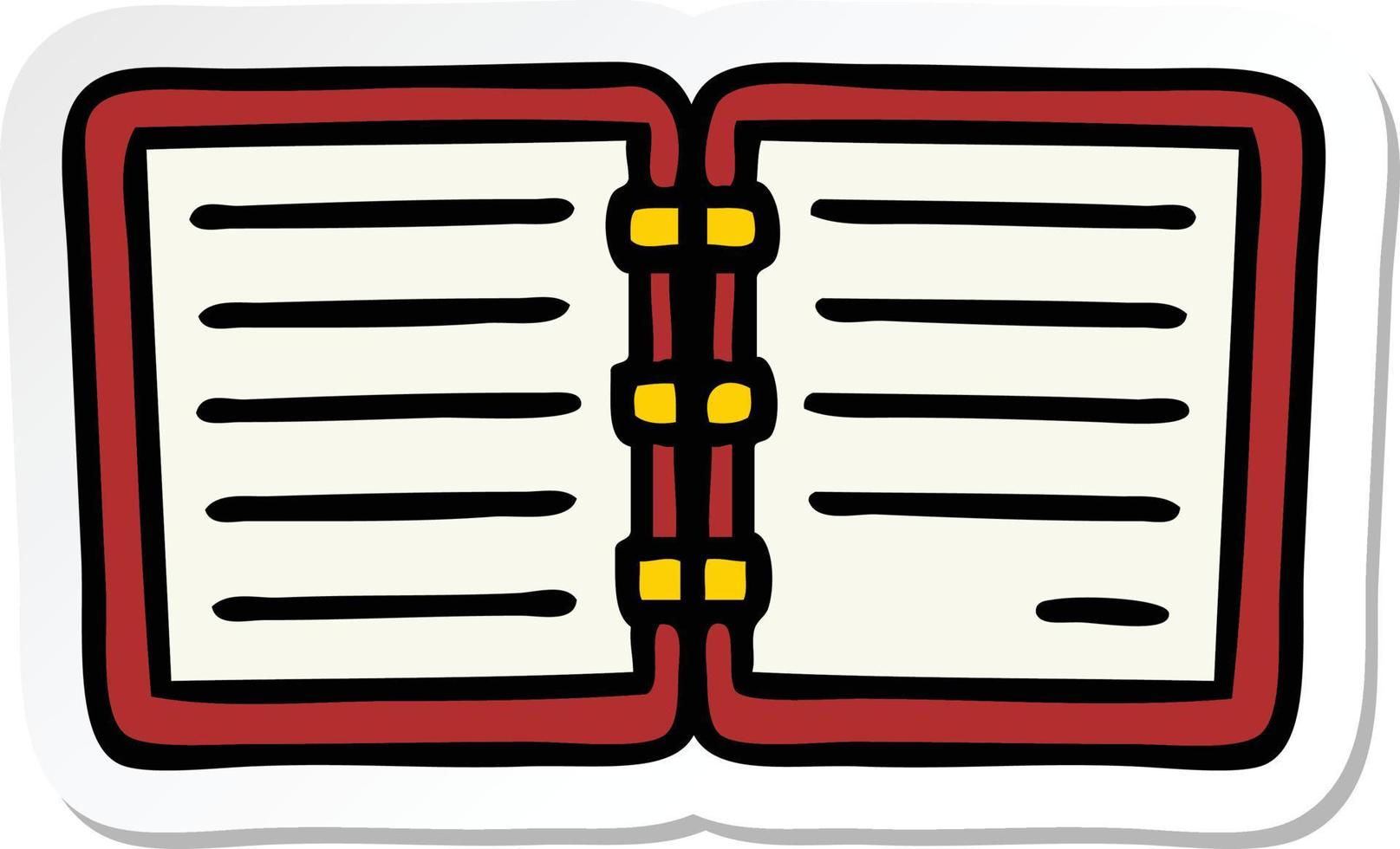 sticker of a cute cartoon note book vector