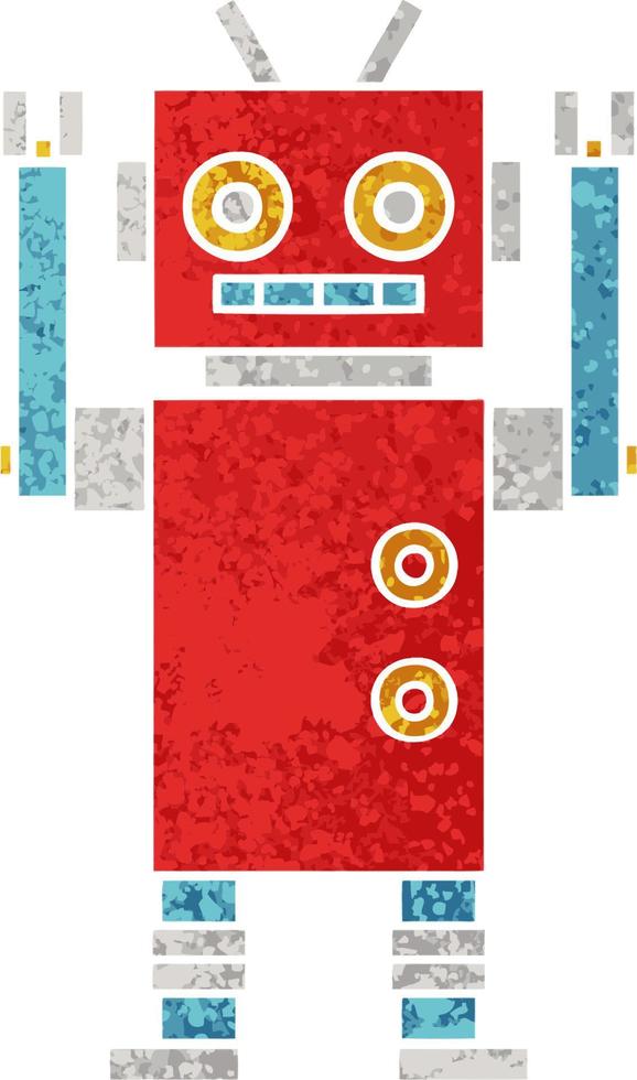 retro illustration style cartoon dancing robot vector