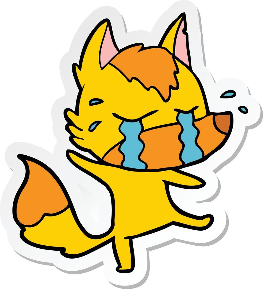 sticker of a cartoon sasd little fox vector