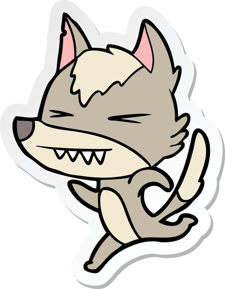 sticker of a angry wolf running vector