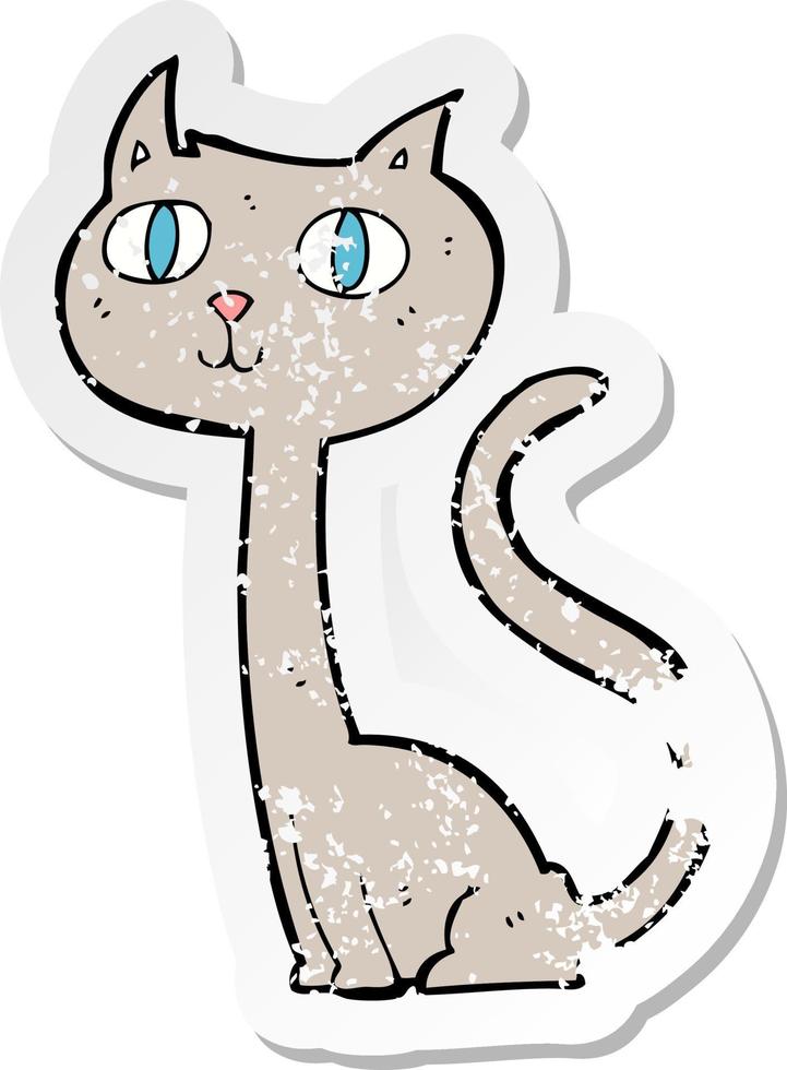 retro distressed sticker of a cartoon cat vector