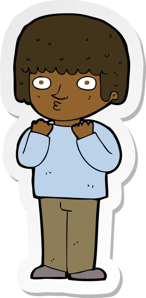 sticker of a cartoon surprised man vector
