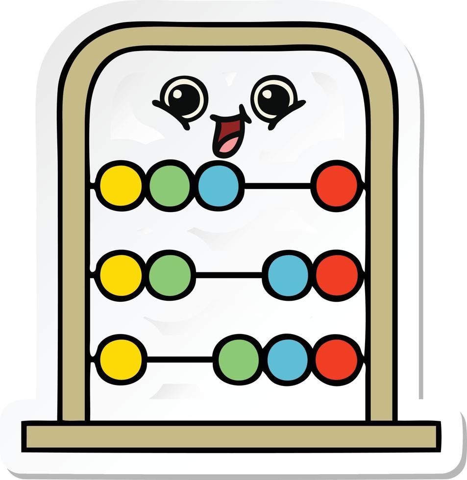 sticker of a cute cartoon abacus vector