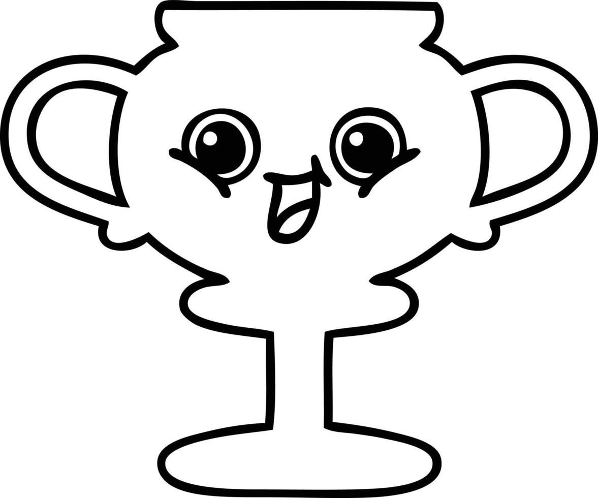 line drawing cartoon trophy vector