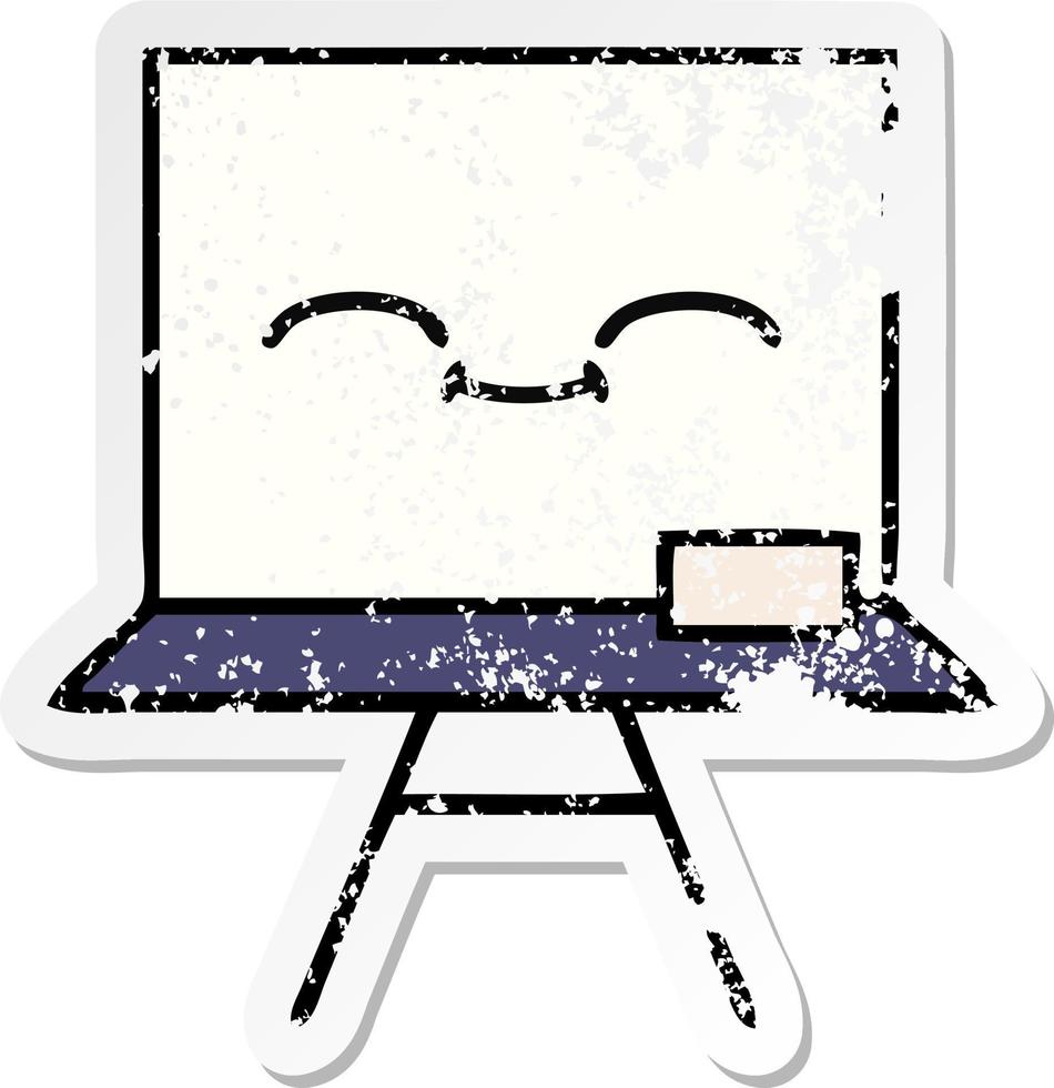 distressed sticker of a cute cartoon white board vector