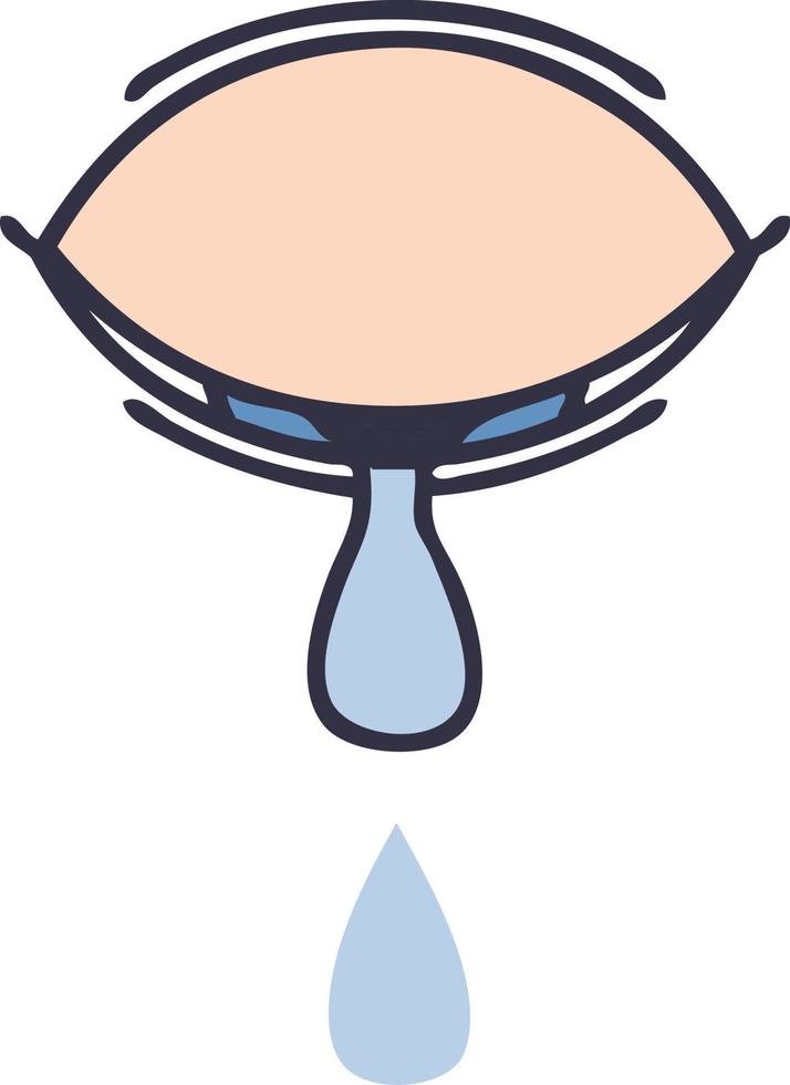 flat color retro cartoon crying eye vector