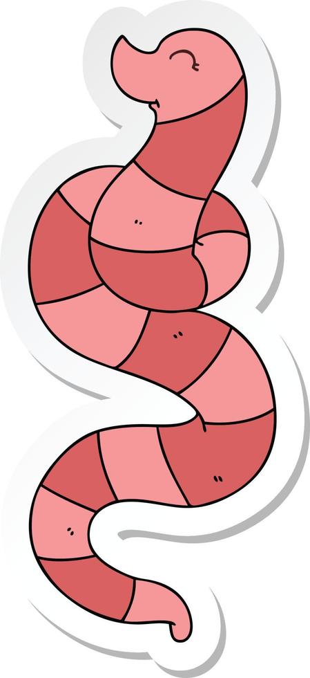 sticker of a quirky hand drawn cartoon worm vector