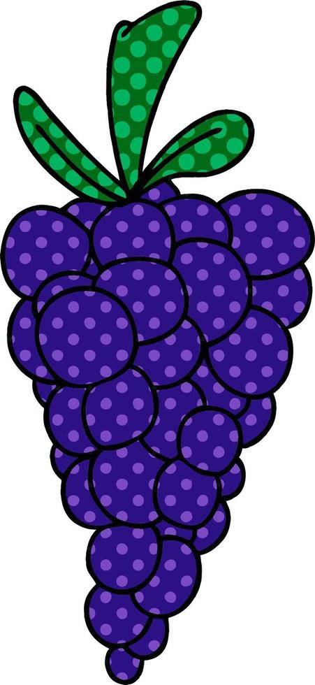 Un racimo de uvas de dibujos animados peculiares al estilo de un libro de historietas vector