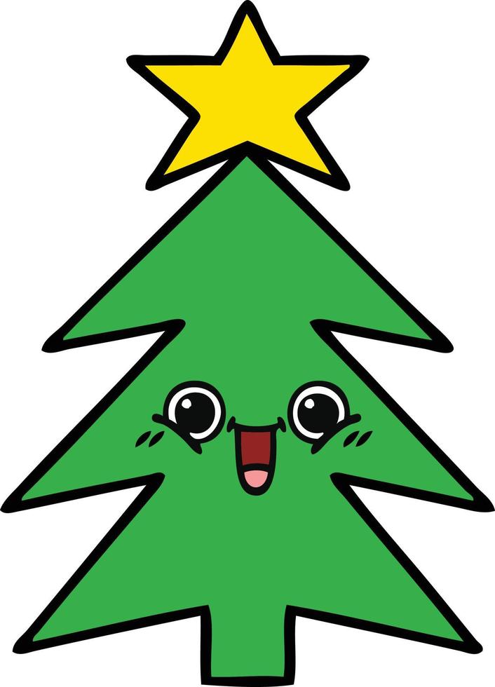 cute cartoon christmas tree vector