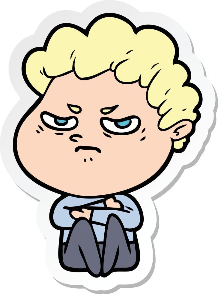 sticker of a cartoon angry man vector