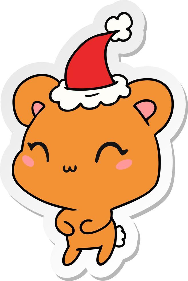 christmas sticker cartoon of kawaii bear vector