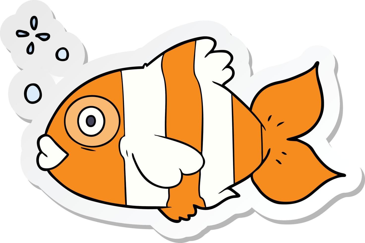 sticker of a cartoon exotic fish vector