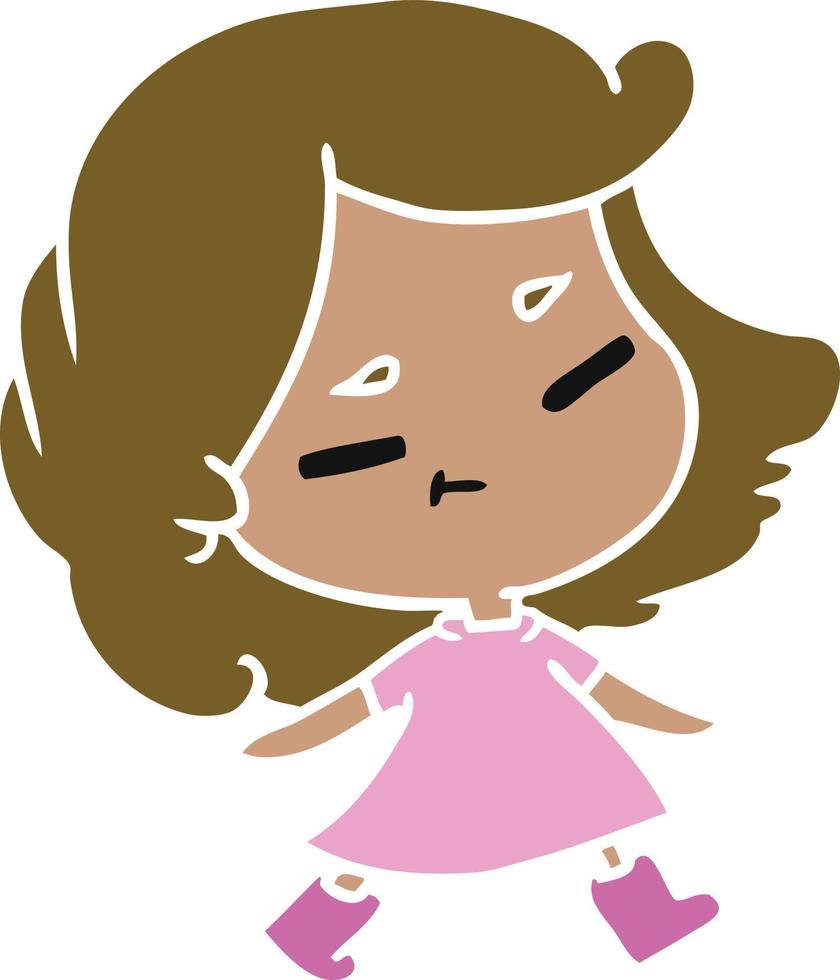 cartoon of a cute kawaii girl vector