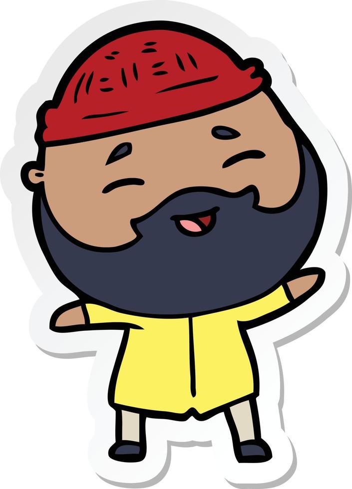 sticker of a cartoon happy bearded man vector