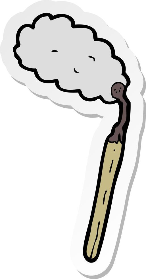 sticker of a cartoon burnt match vector