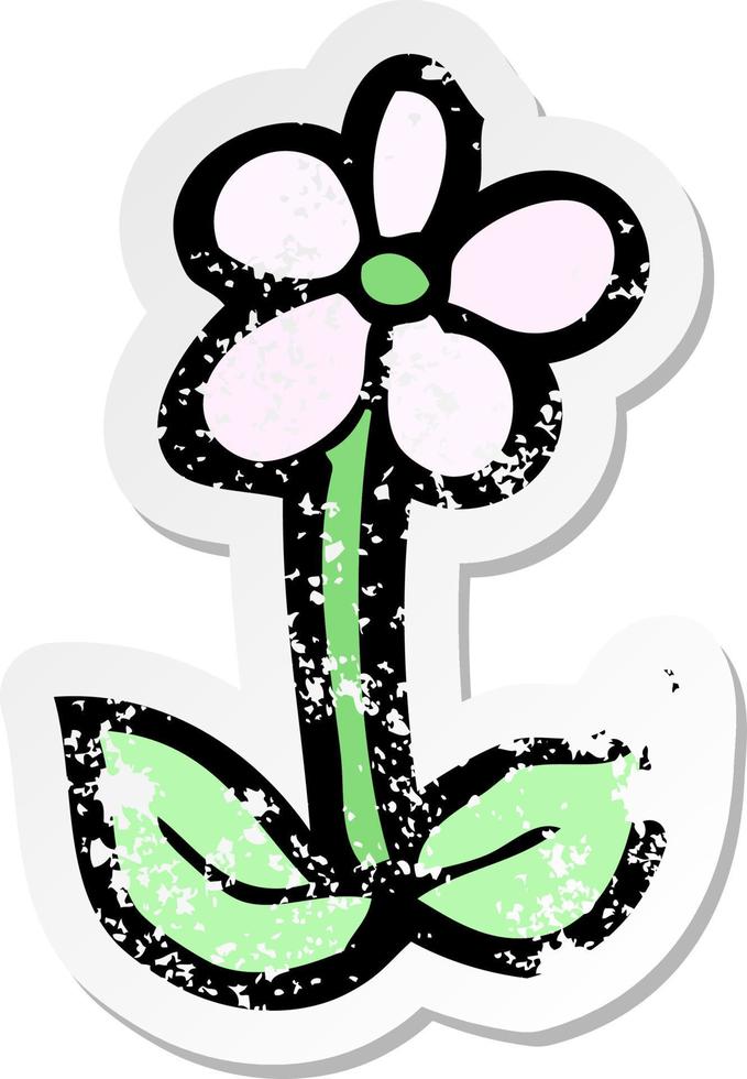 retro distressed sticker of a cartoon flower vector