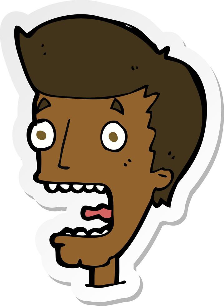 sticker of a cartoon terrified man vector