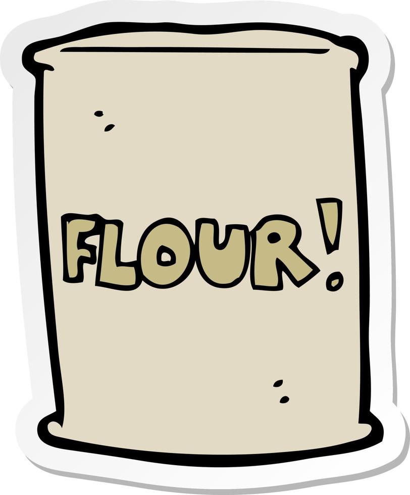 sticker of a cartoon bag of flour vector