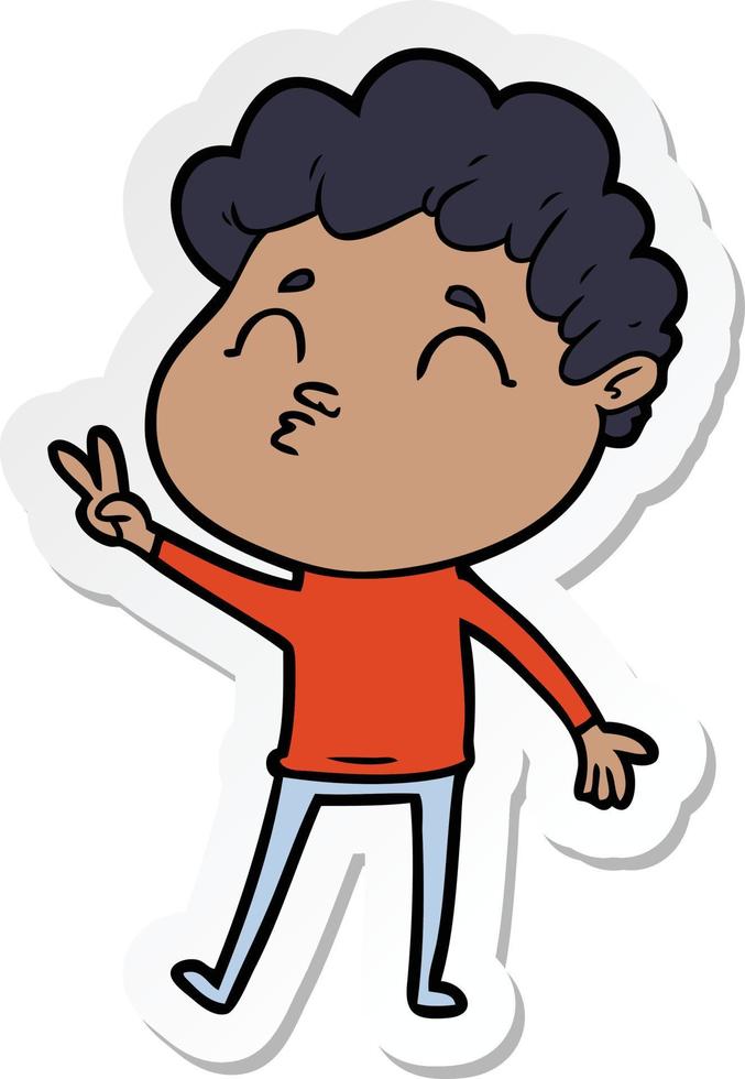 sticker of a cartoon man pouting vector