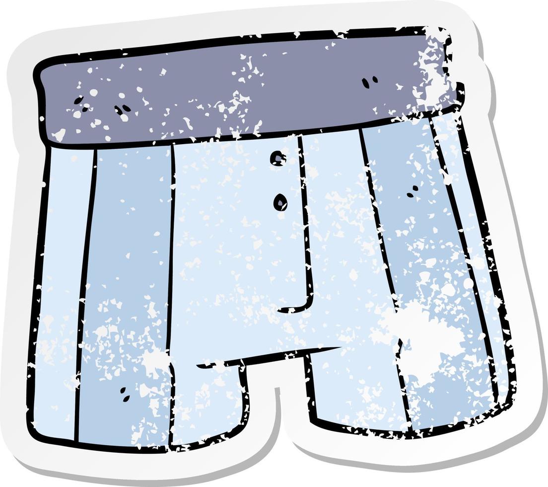distressed sticker of a cartoon boxer shorts vector