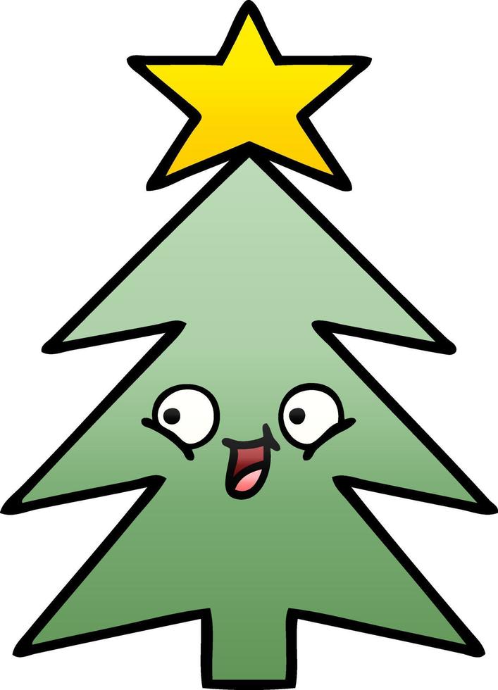 árbol de navidad de dibujos animados sombreado degradado vector