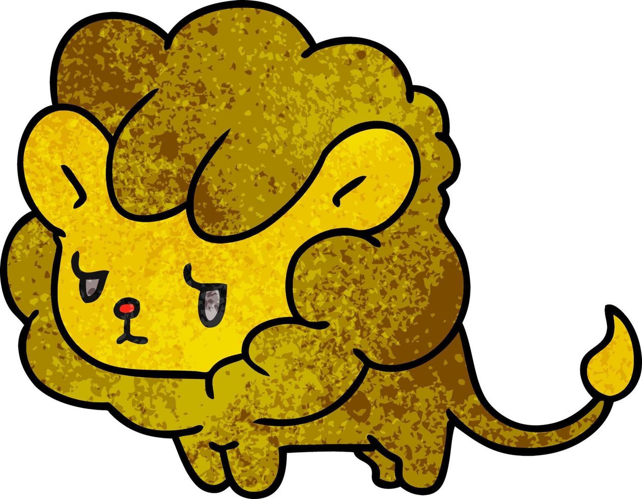 textured cartoon kawaii cute lion cub vector